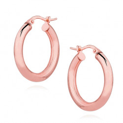 Cercei rotunzi argint placati cu aur roz Ø21 mm / 3 mm Creole DiAmanti G0097DRG-DIA (Argint 925‰ 2,9 g.)